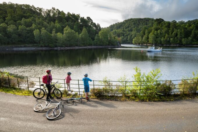 family cycling at Loch katrine