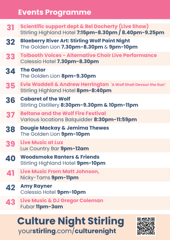 Culture Night Stirling 2026 Programme